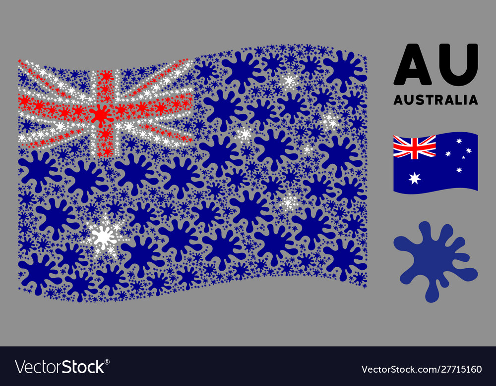 Waving australia flag mosaic blot icons