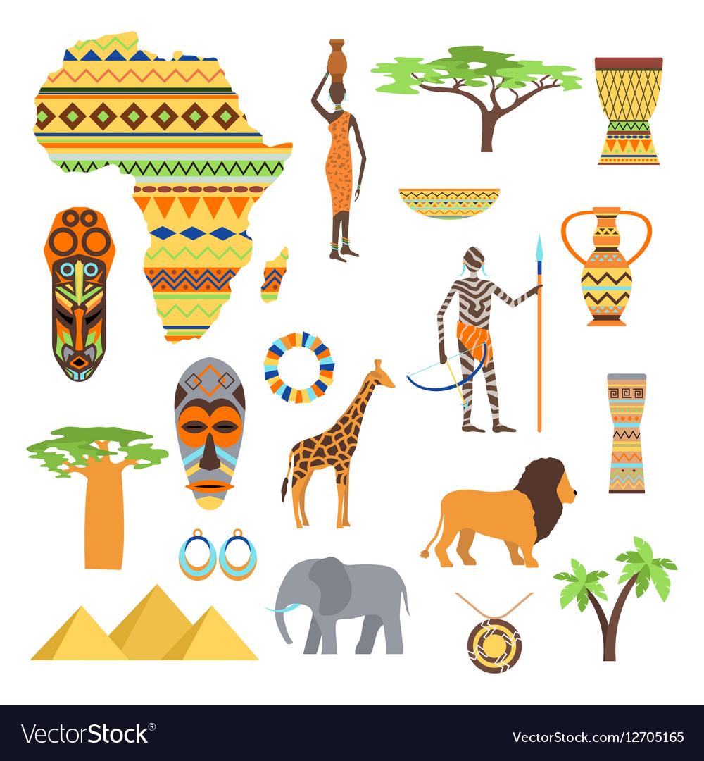 Africa symbols and travel set