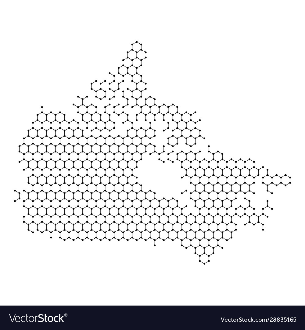 Canada map from abstract futuristic hexagonal vector image Canada map from abstract futuristic hexagonal