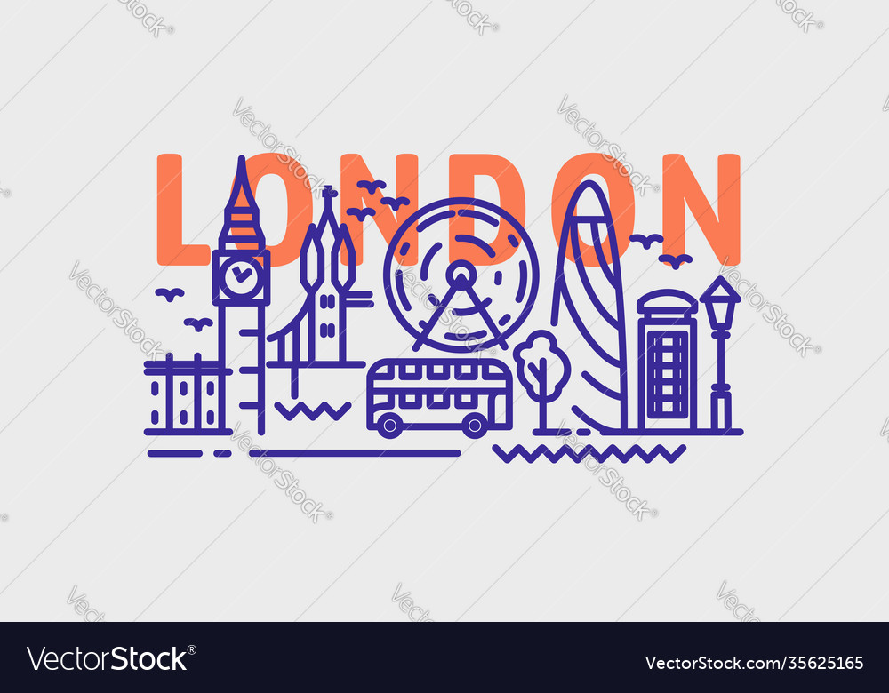 City London In Outline Style On White Royalty Free Vector