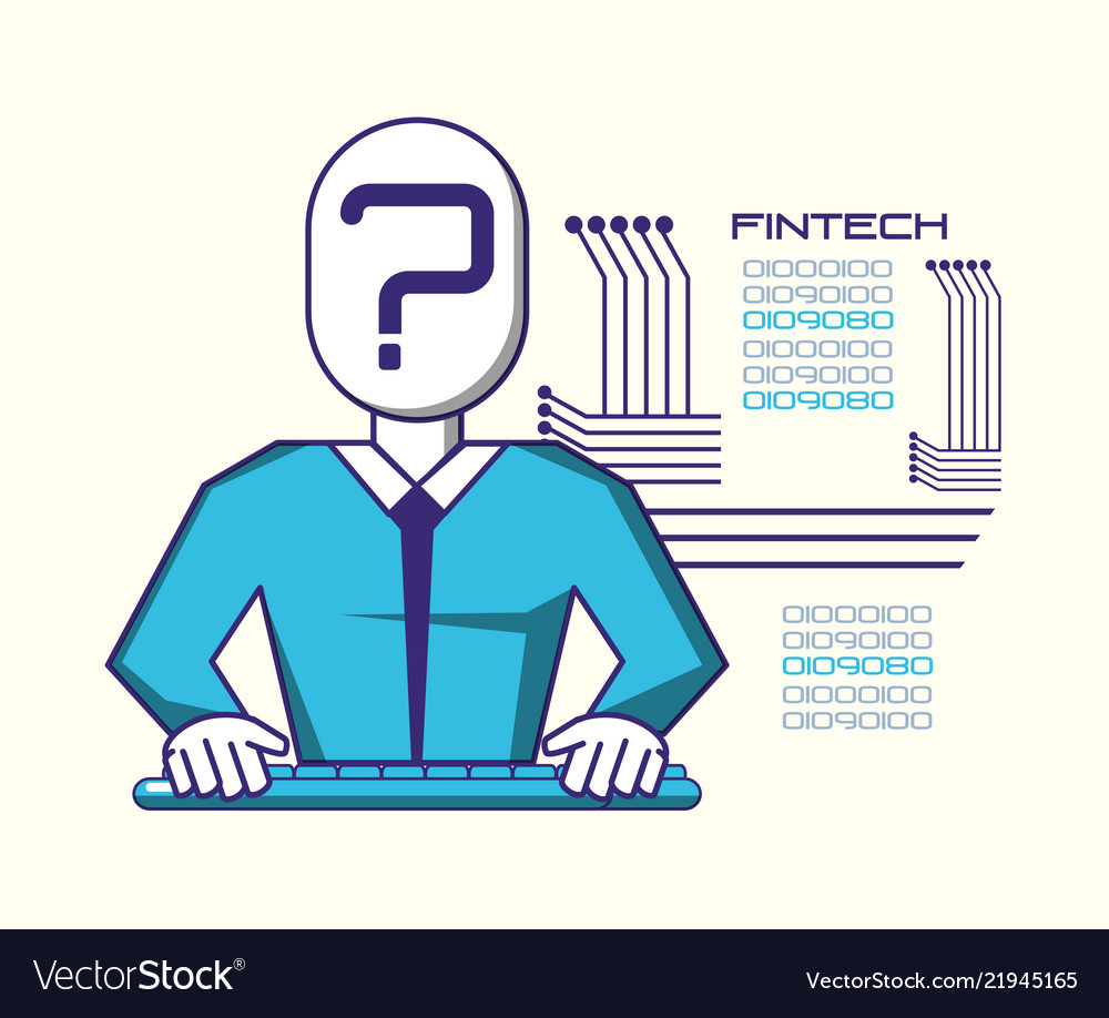 Man using keyboard fintech concept