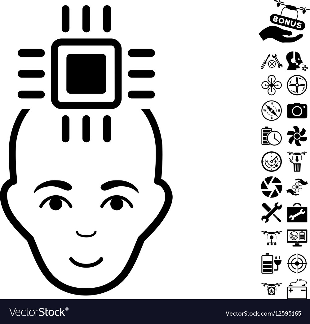 Neural computer interface icon with copter tools