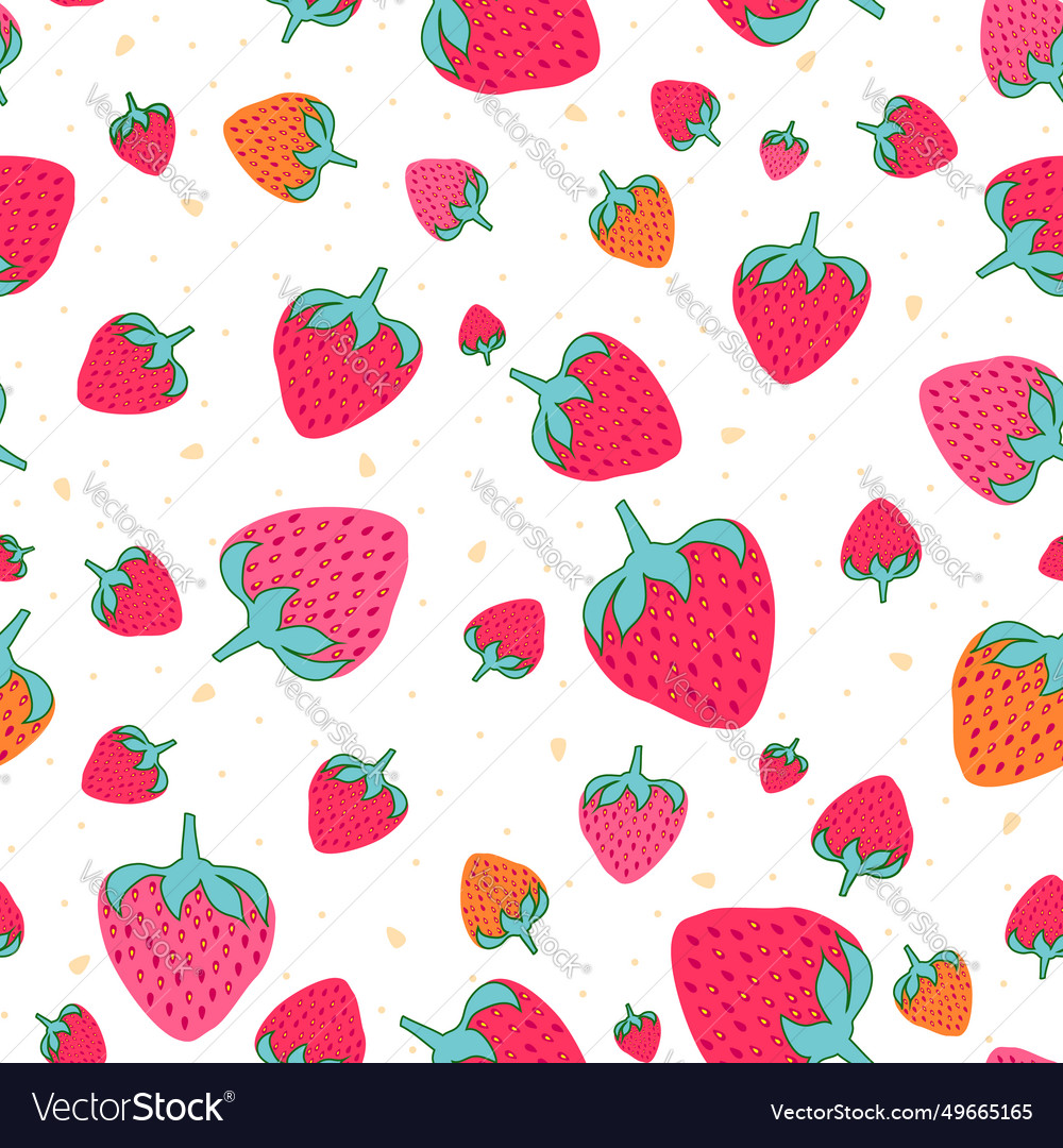 Seamless pattern with sweet strawberries fruit