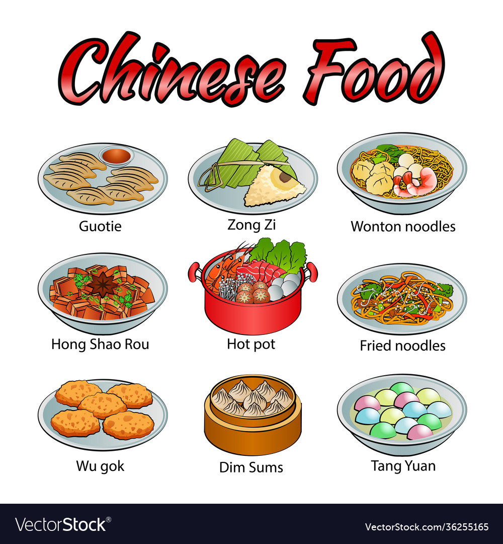 Set delicious and famous food chinese vector image Set delicious and famous food chinese