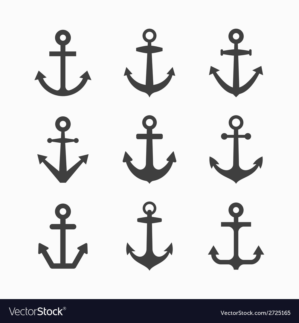 Set Of Anchor Symbols Royalty Free Vector Image