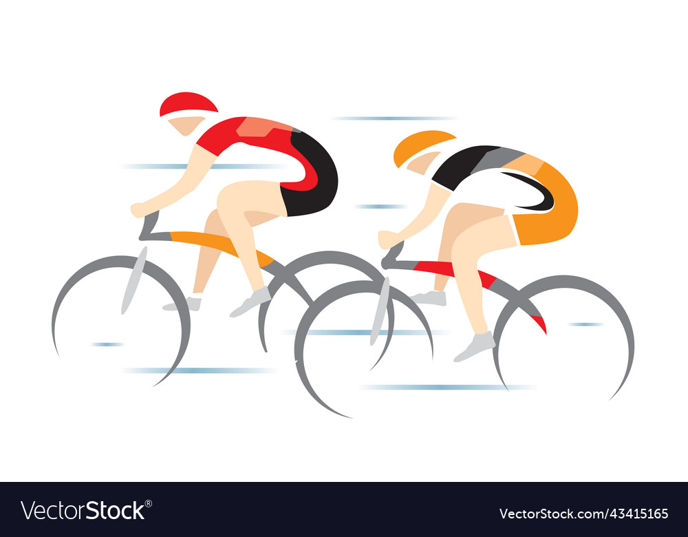 Two sport road cyclists full speed