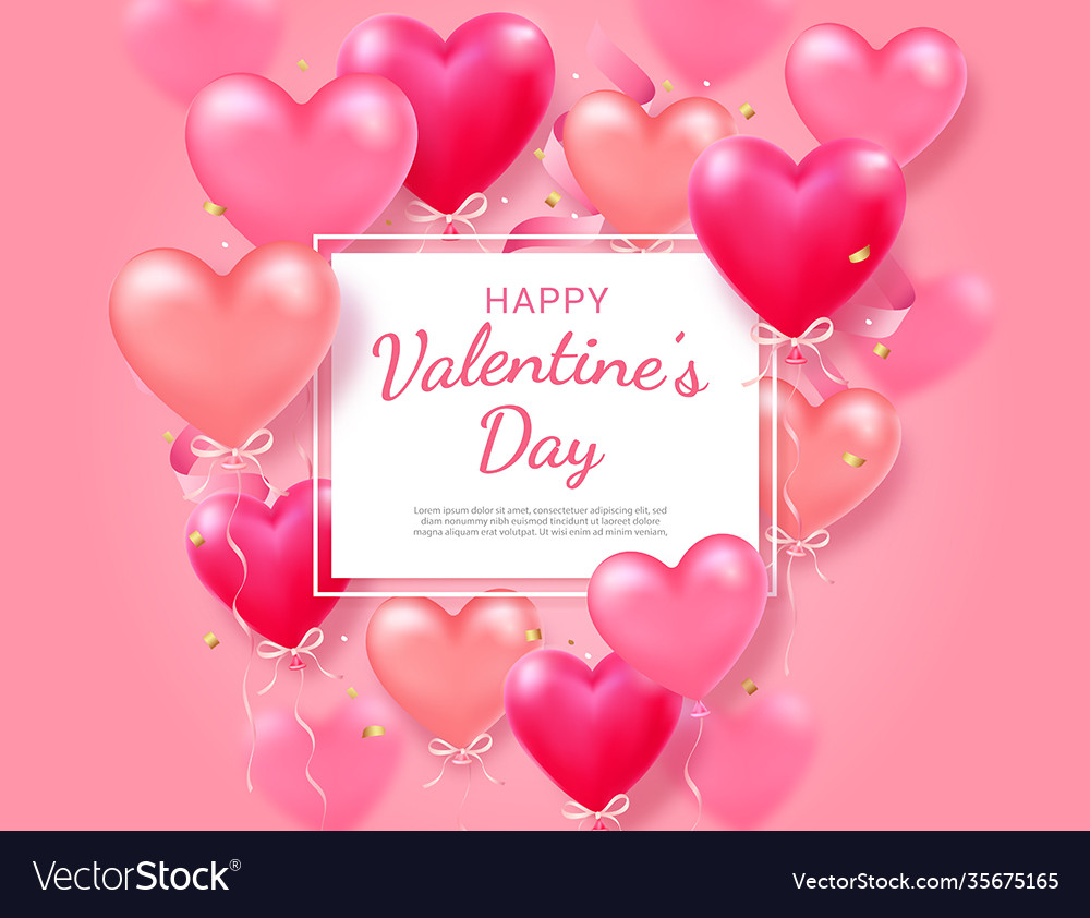 Valentines day card with heart 3d and ribbon Vector Image