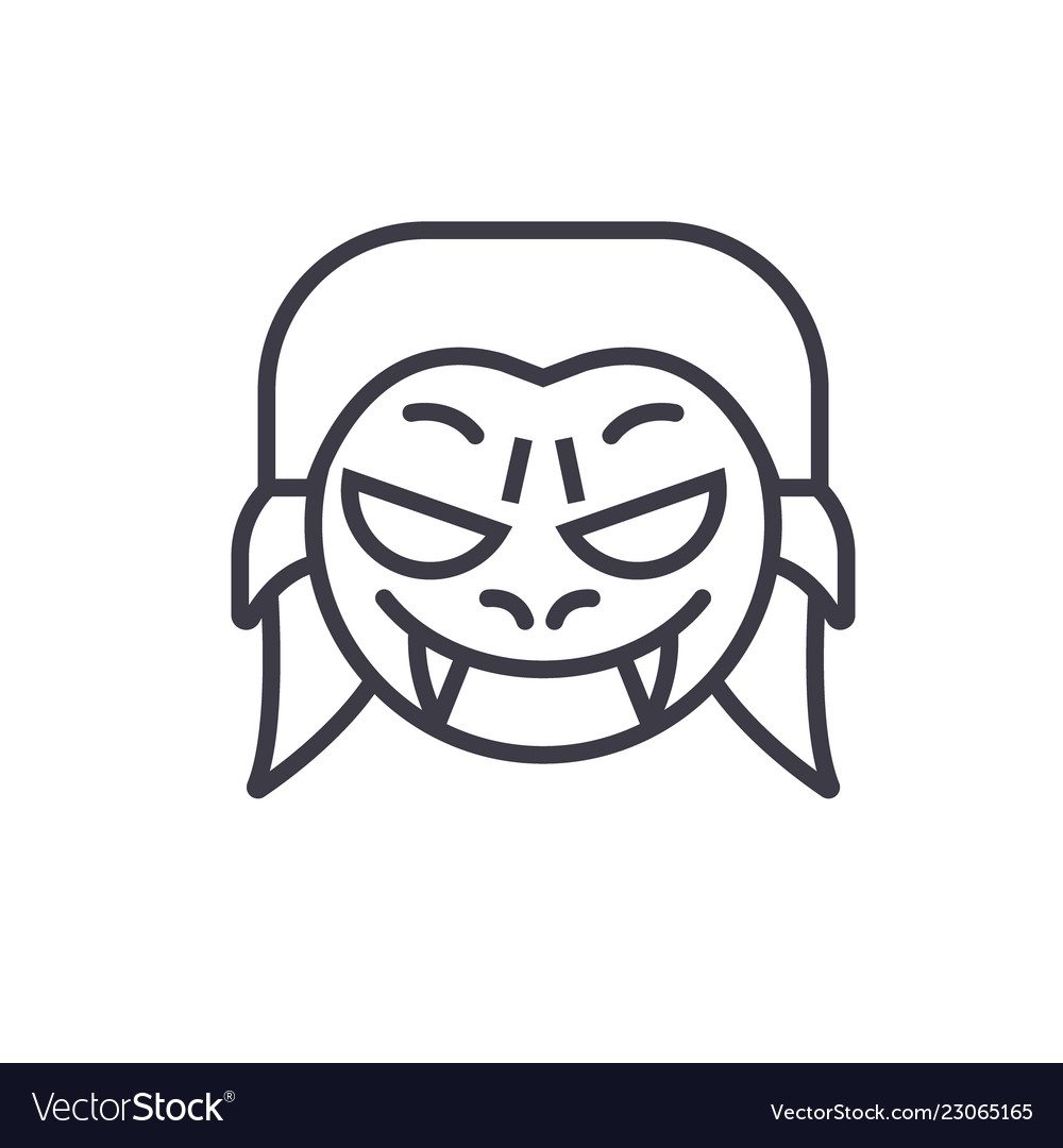 Vampire emoji concept line editable Royalty Free Vector