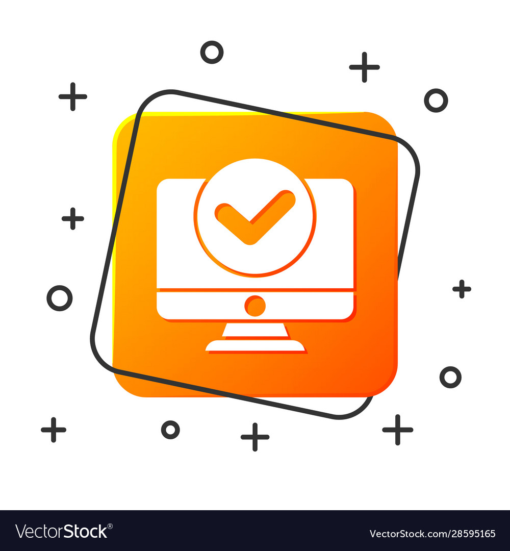 White computer monitor screen icon isolated