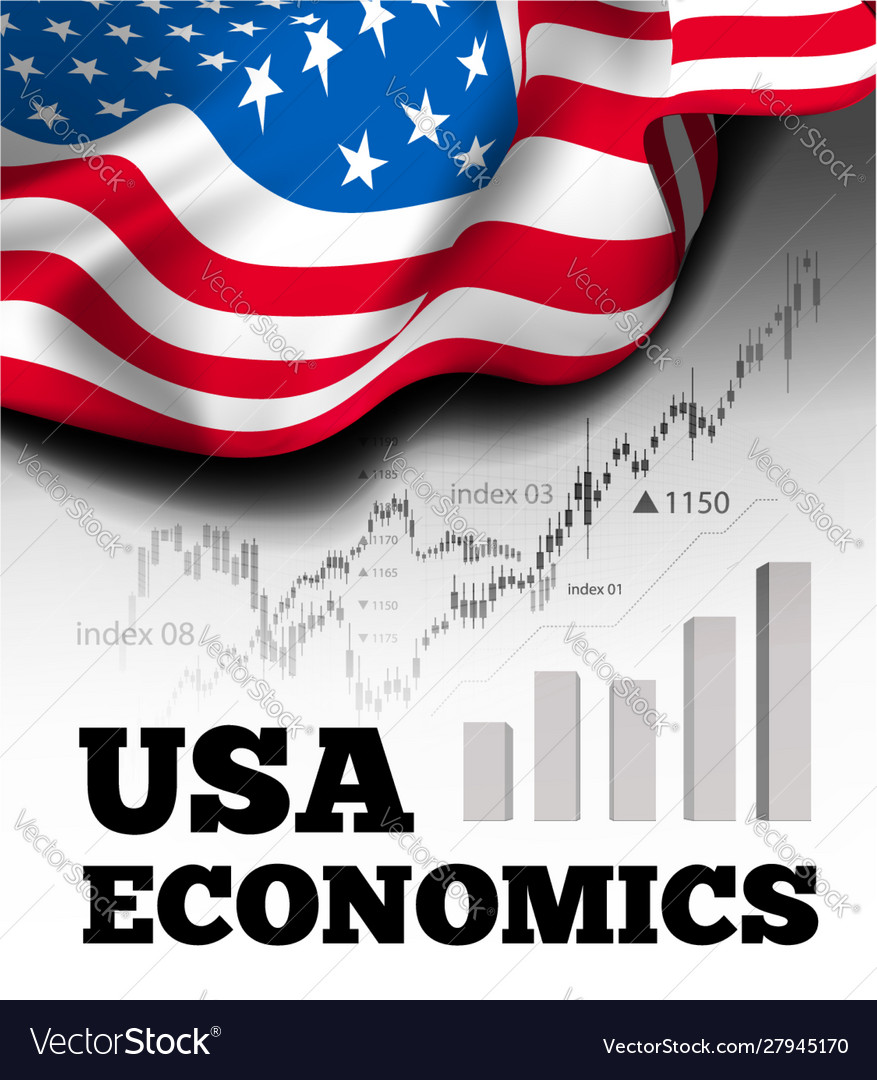 American economics with flag Royalty Free Vector Image