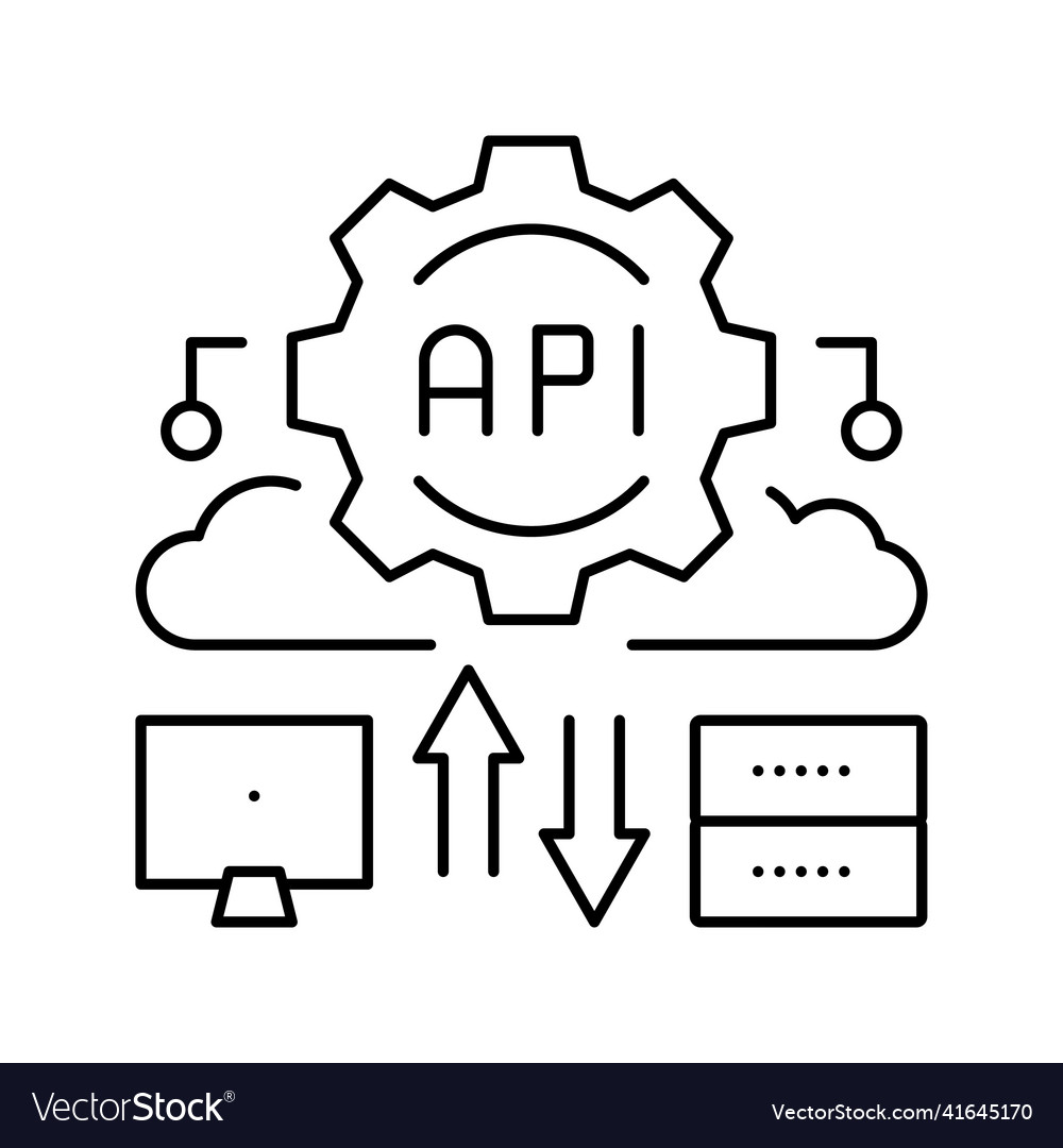 Api digital technology line icon vector image Api digital technology line icon