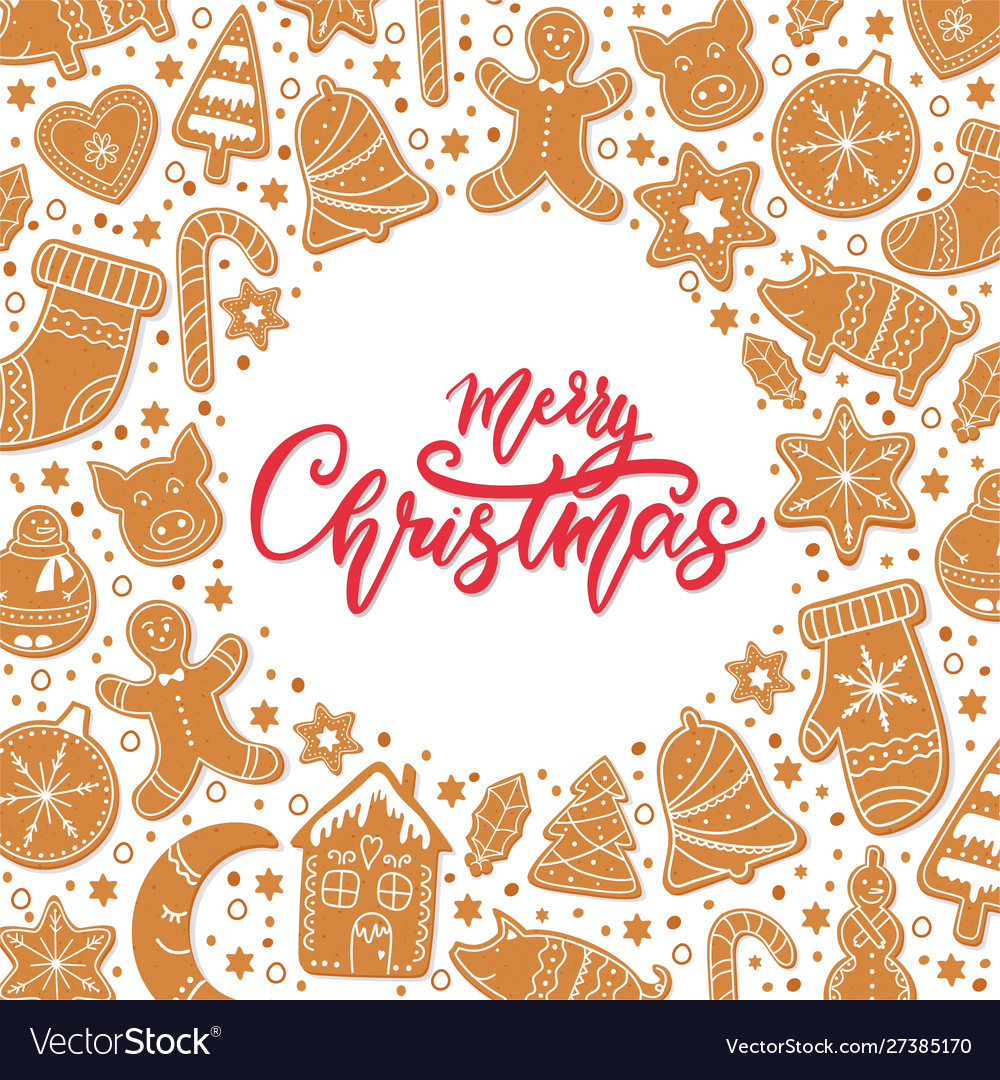 Background merry christmas gingerbread cookies Vector Image Background merry christmas gingerbread cookies Vector Image