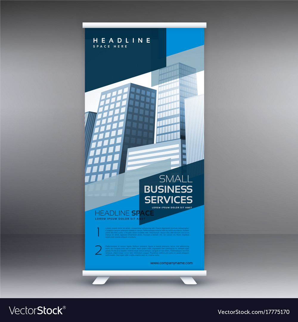 Blue Display Roll Up Banner Design Standee Vector Image