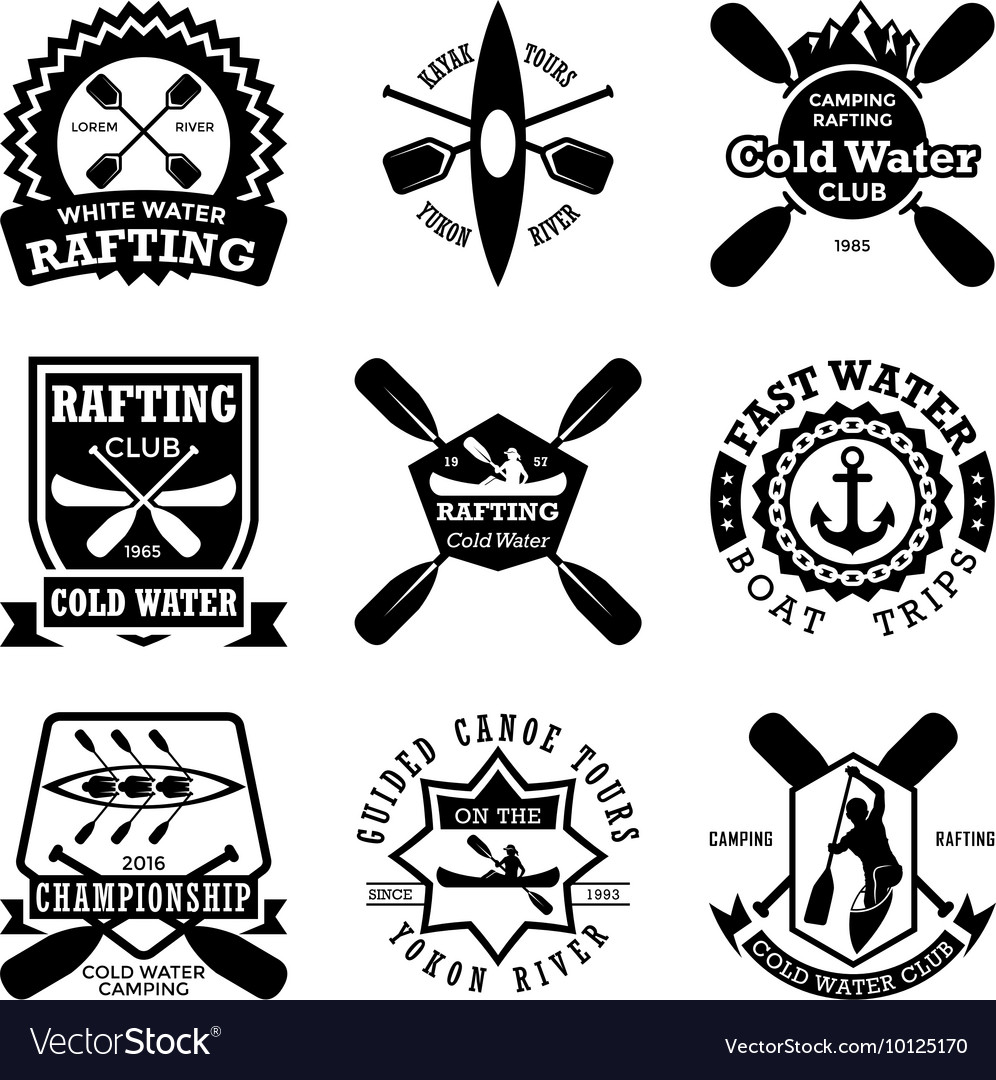 Canoeing Badges Royalty Free Vector Image VectorStock
