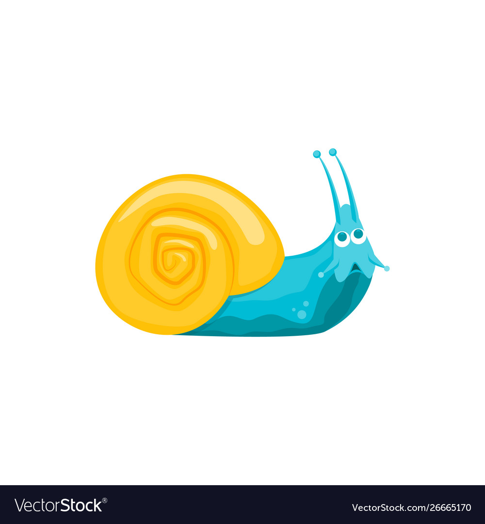 Cartoon color character funny snail on a white Vector Image