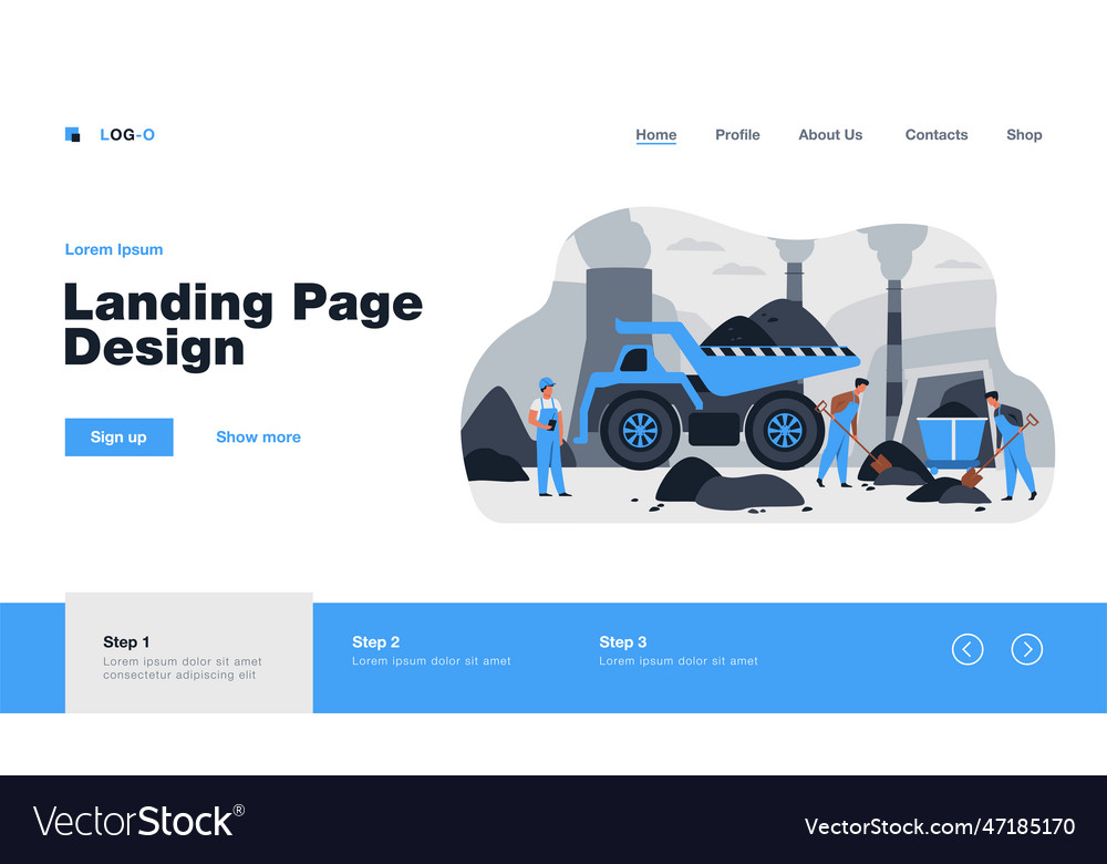 Coal pit workers in overalls digging heaps of vector image Coal pit workers in overalls digging heaps of