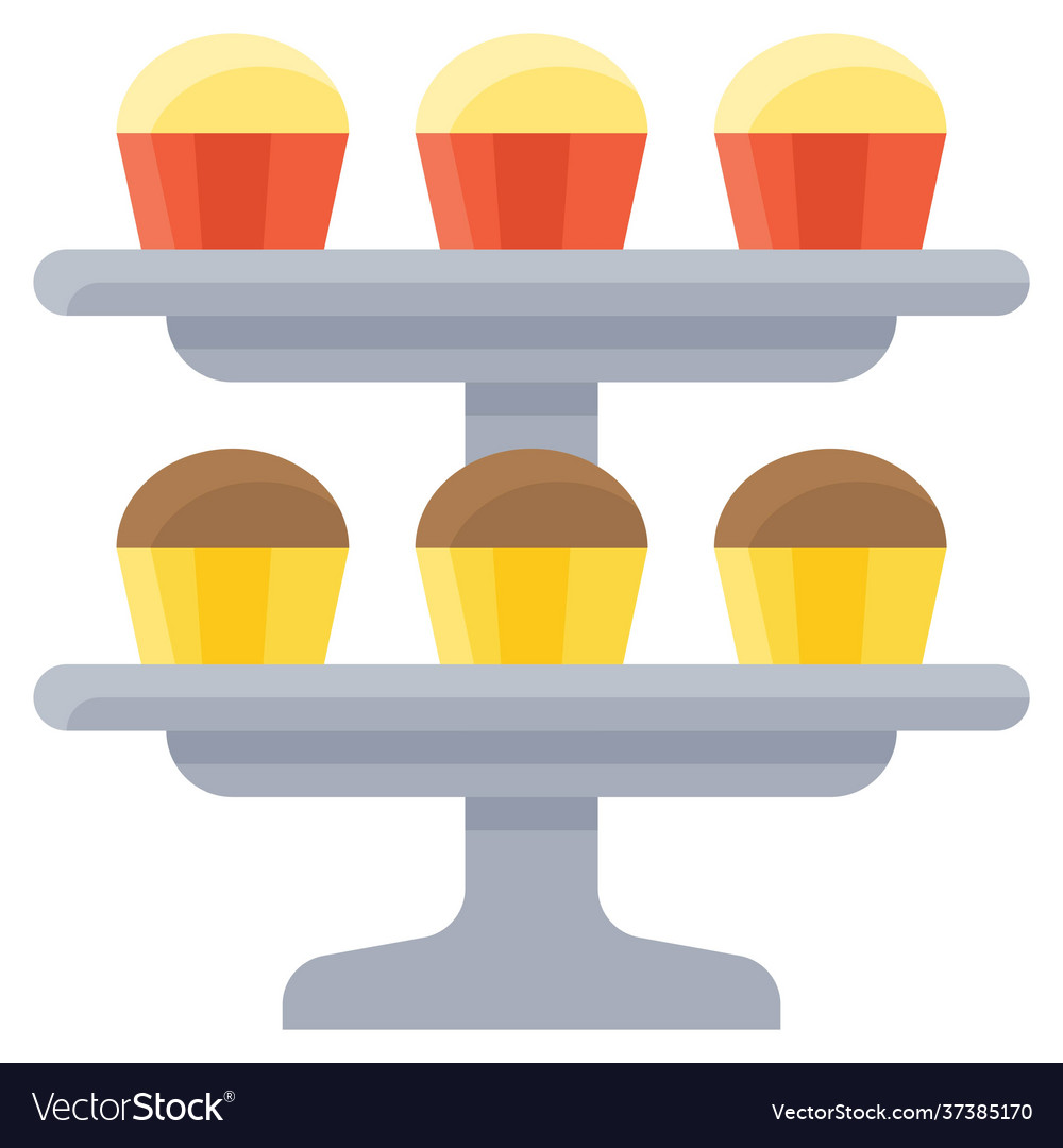 Cupcake on cake stand icon bakery and baking Vector Image