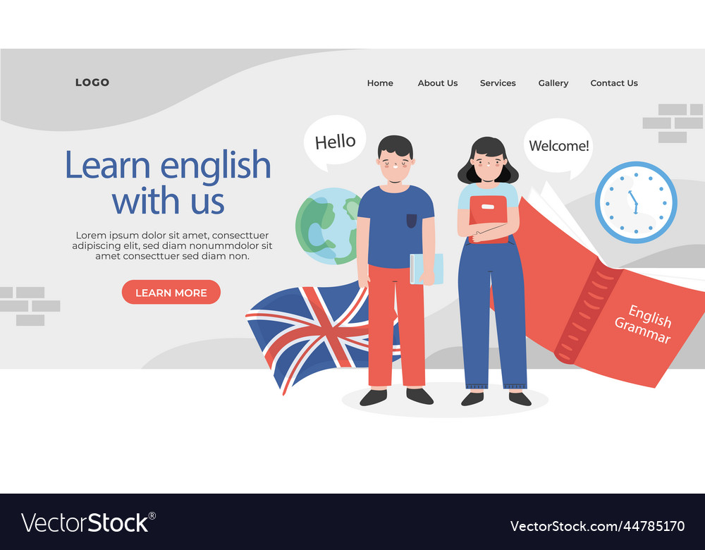 English school landing page design