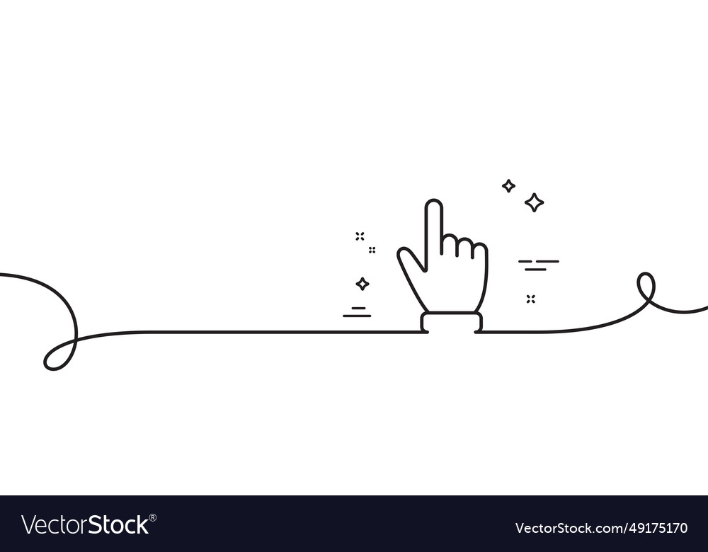 Hand cursor line icon click action sign vector image Hand cursor line icon click action sign