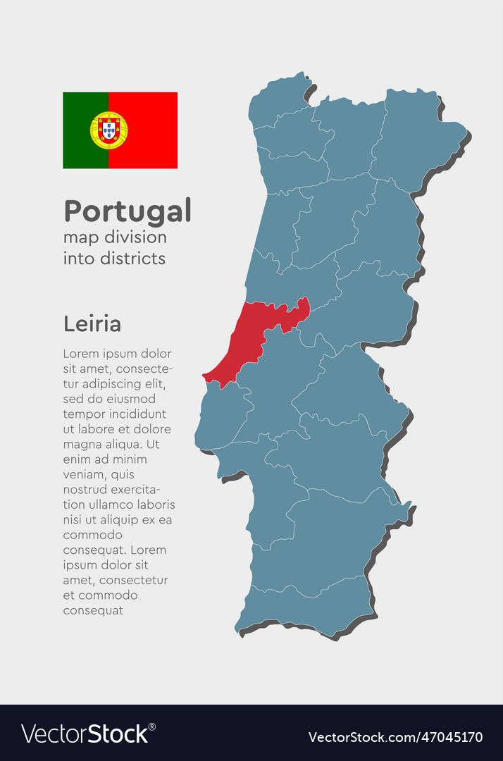 Map portugal and district leiria