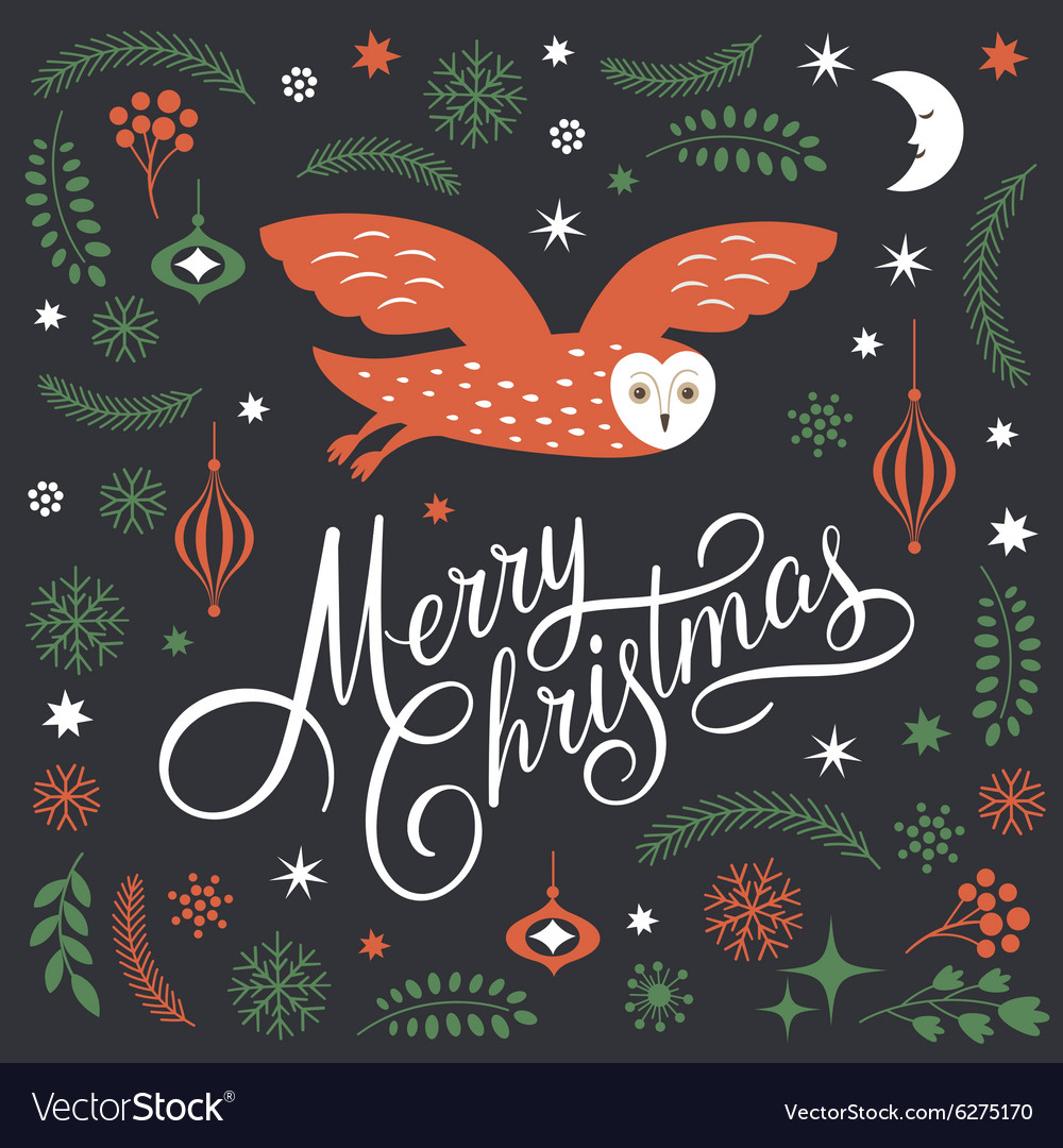 Merry Christmas Lettering Royalty Free Vector Image