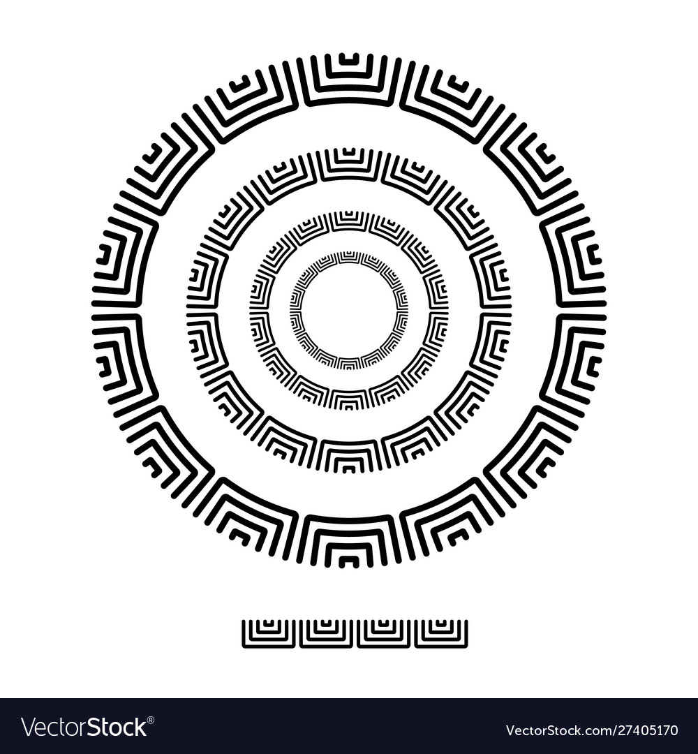 Square brush patterns in a circle line black