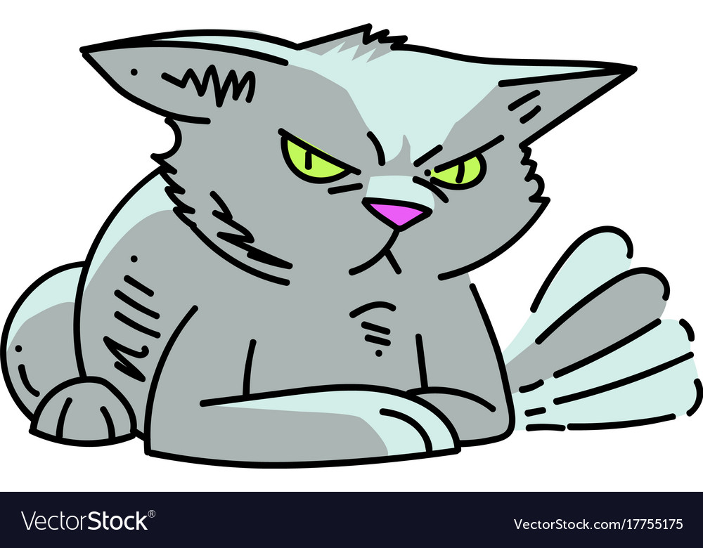 Free: displeased and angry cat character drawn 