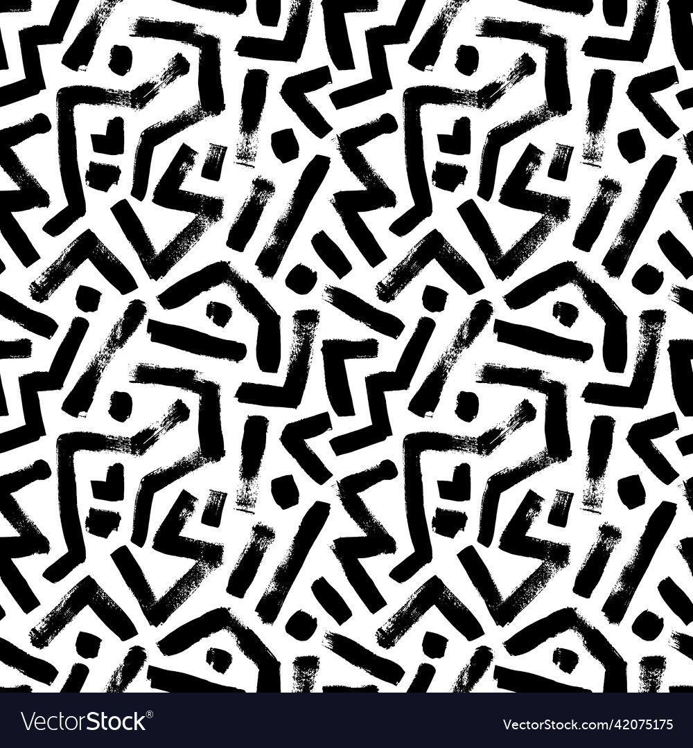 Bold brush lines irregular maze seamless pattern vector image Bold brush lines irregular maze seamless pattern