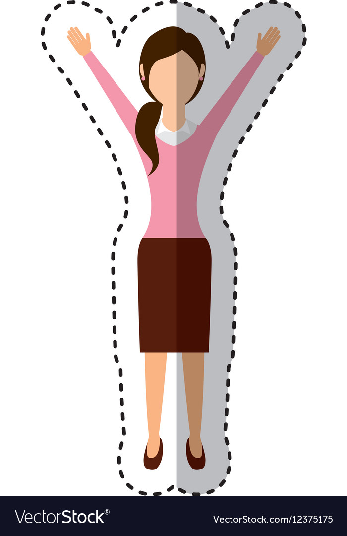 Businesswoman avatar with hands up