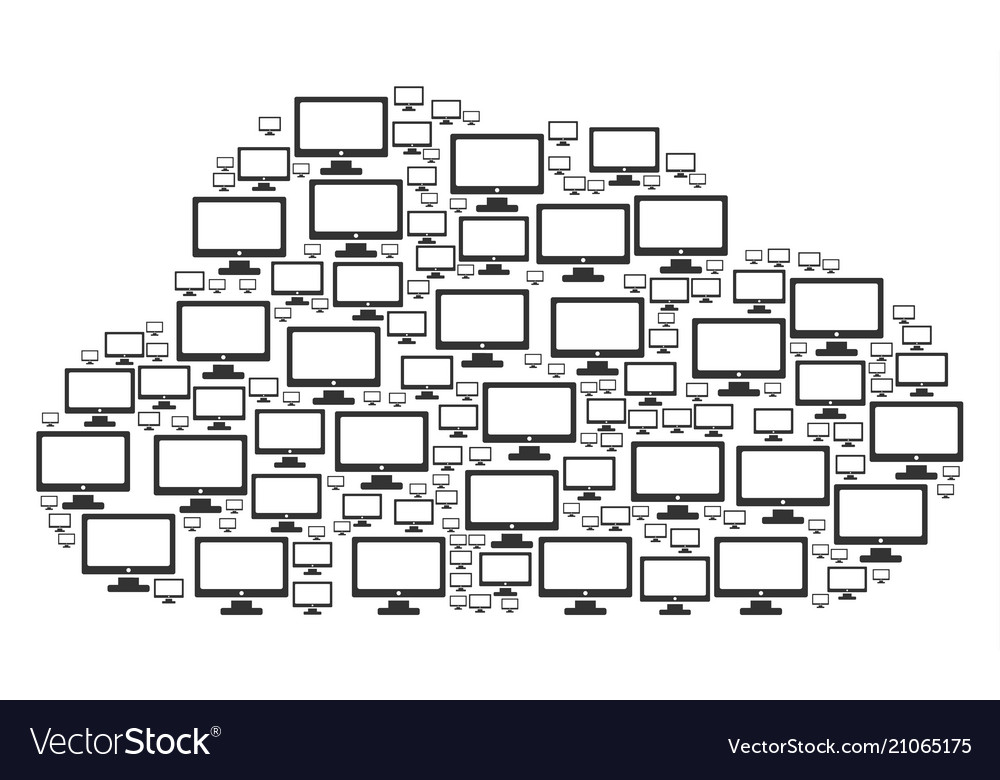 Cloud composition of computer display icons vector image Cloud composition of computer display icons