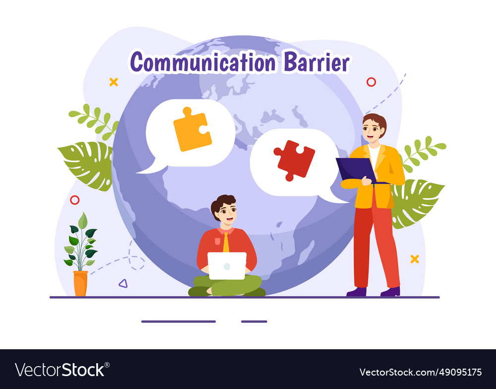 Communication barrier with bad communications Vector Image