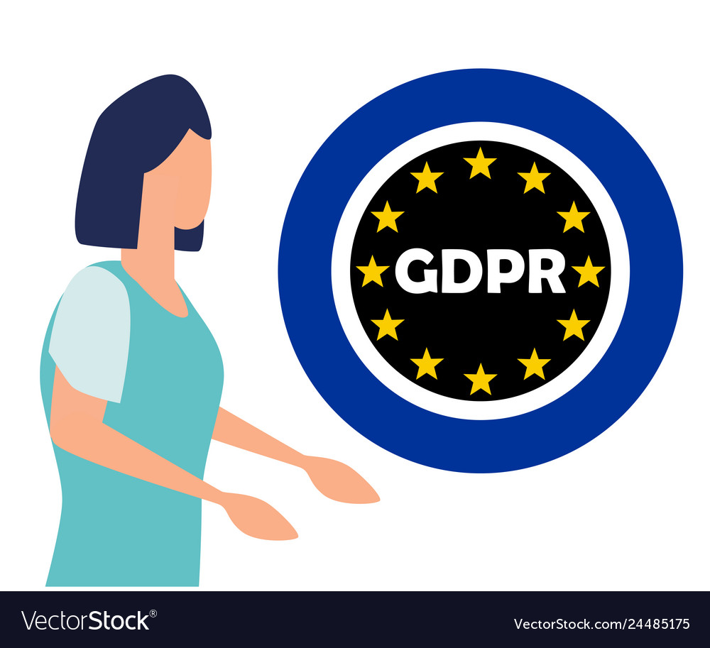 Concept woman talking about gdpr data protection