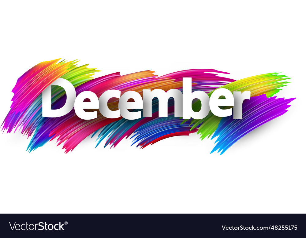 December paper word sign with colorful spectrum Vector Image