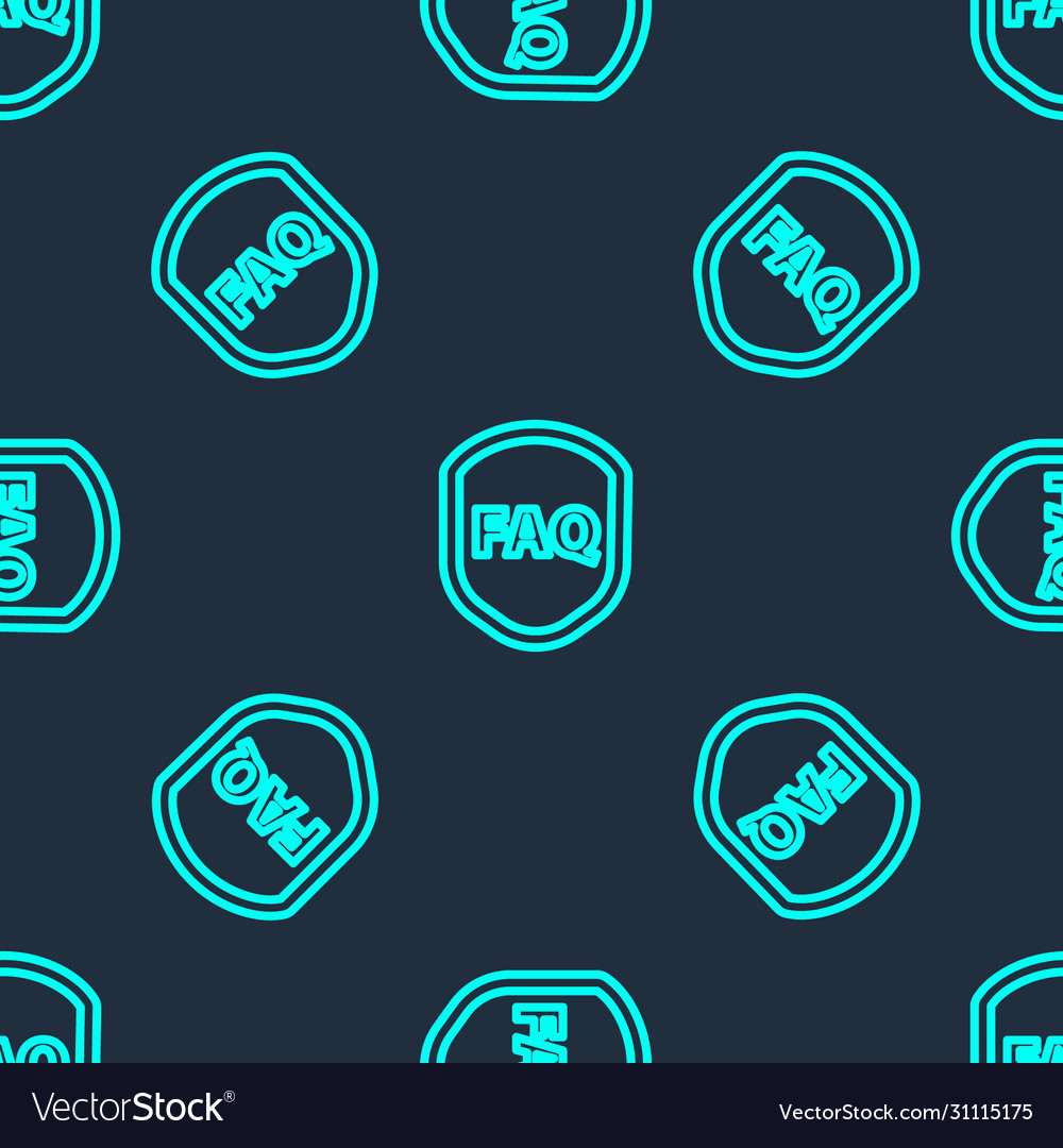 Green line shield with text faq information icon vector image Green line shield with text faq information icon