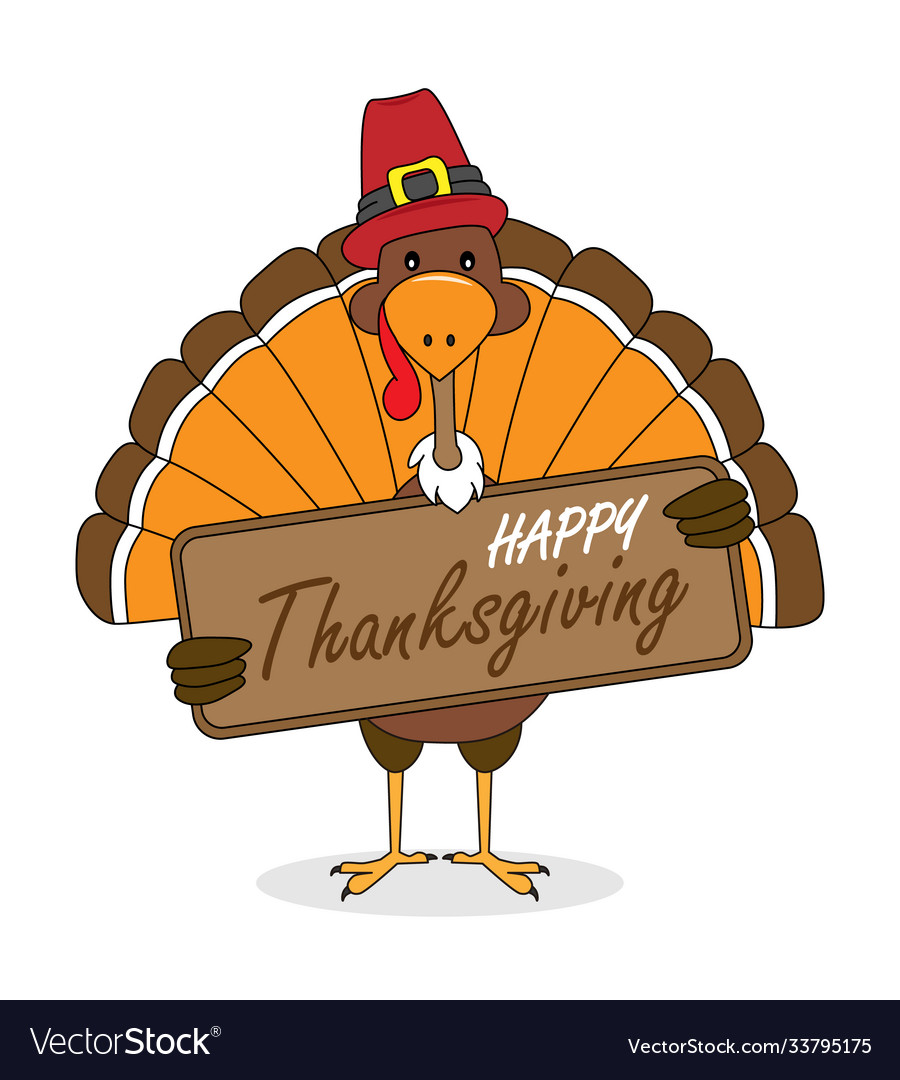 Happy thanksgiving card funny turkey Royalty Free Vector