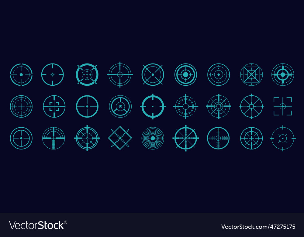 Hud targets elements focus crosshair graphics Vector Image