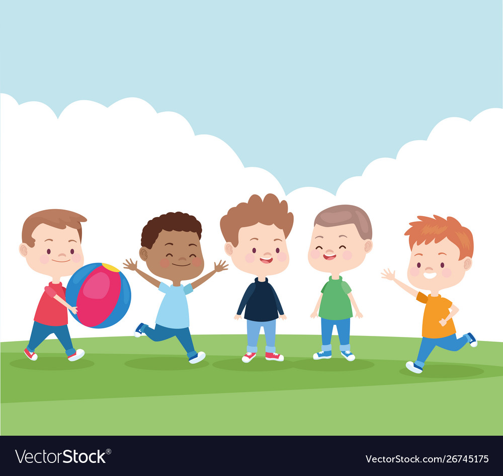 Kids Playing And Smiling In Park Royalty Free Vector Image Kids Playing And Smiling In Park Royalty Free Vector Image