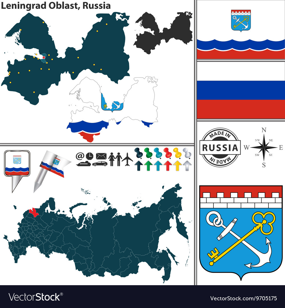 Map of oblast leningrad Royalty Free Vector Image