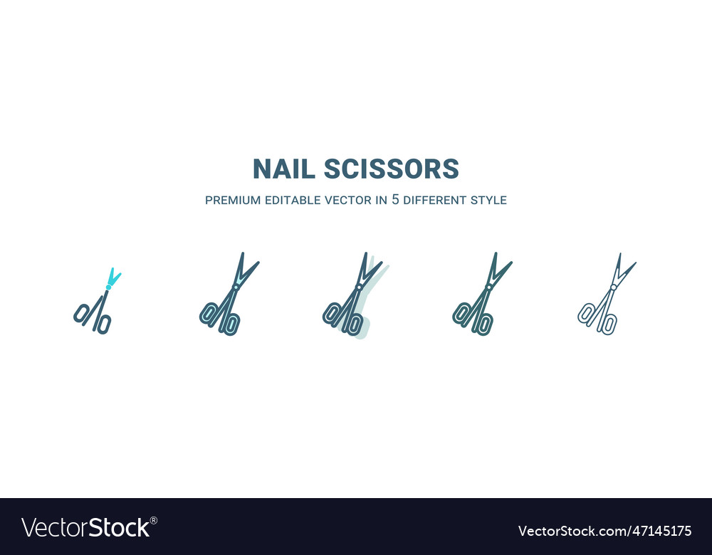 Nail scissors icon in 5 different style outline Vector Image