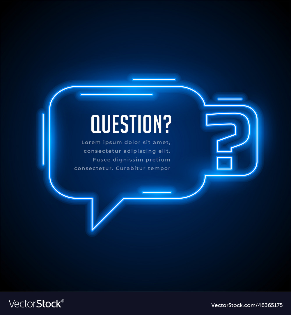 Questions neon style background with text space