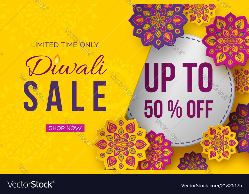 Sale poster or banner for festival of lights vector image Sale poster or banner for festival of lights
