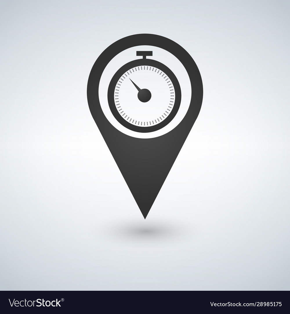 Stopwatch and map pointer logo combination time