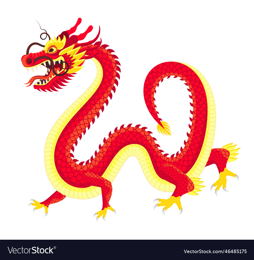 Traditional red chinese dragon 2024 zodiac sign vector image Traditional red chinese dragon 2024 zodiac sign