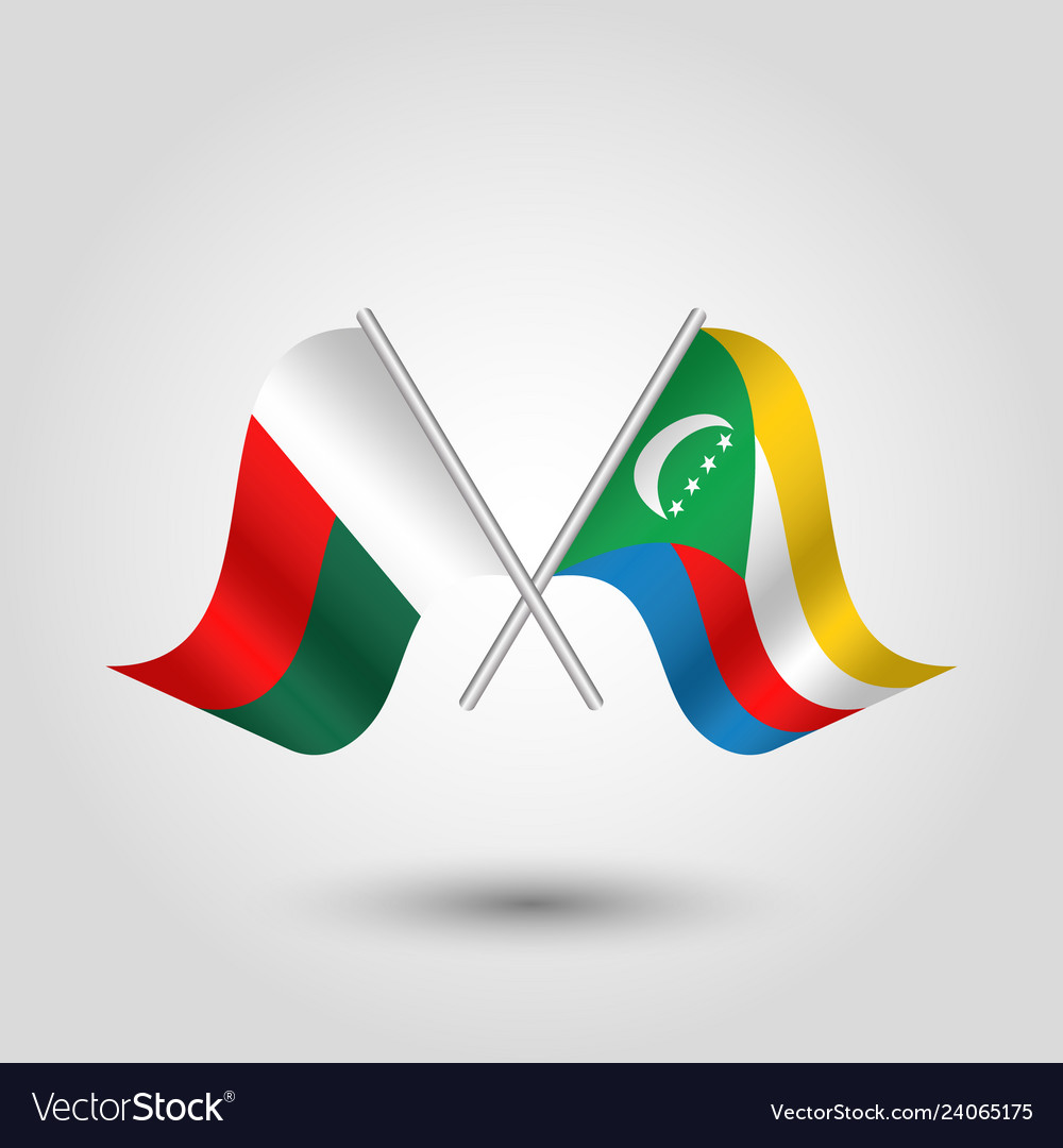 Two Crossed Malagasy And Comorian Flags Royalty Free Vector