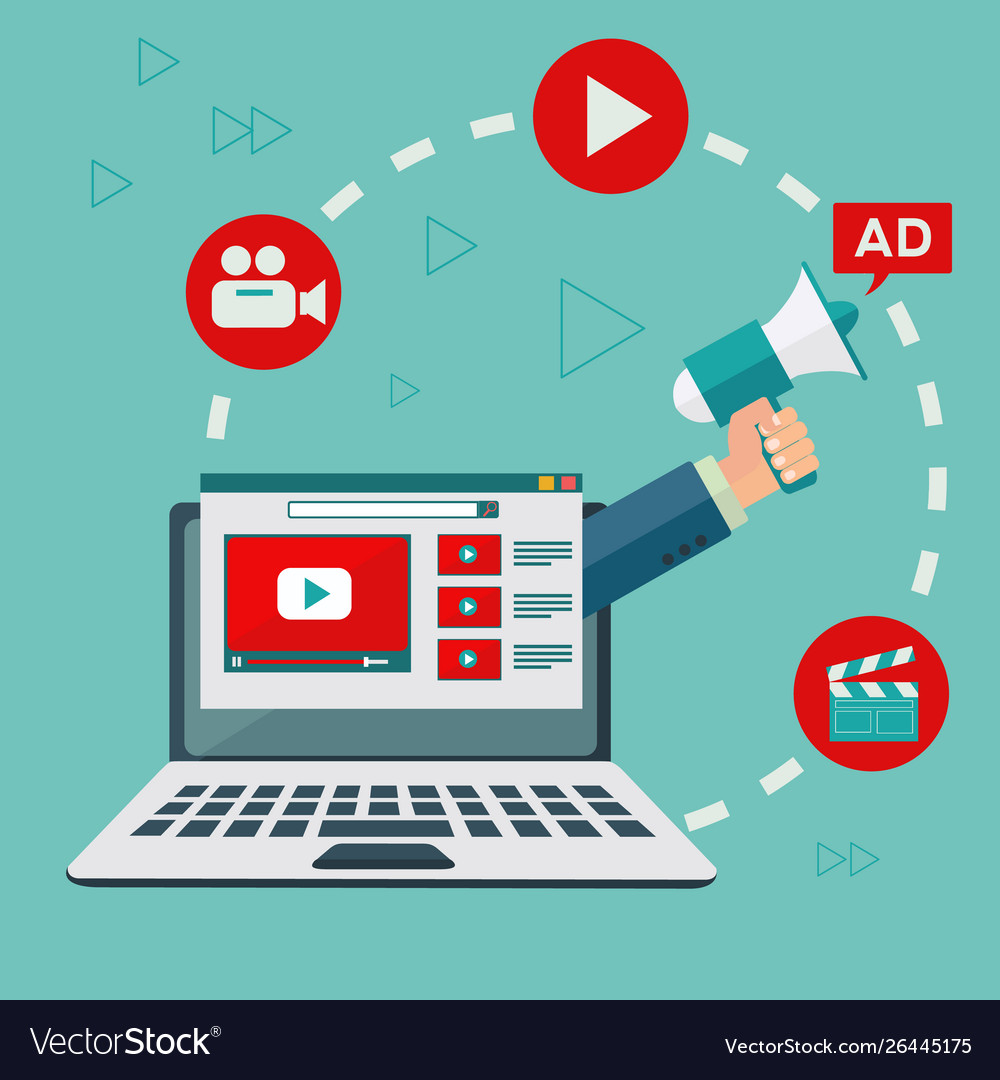 Video marketing and digital advertising concept Vector Image