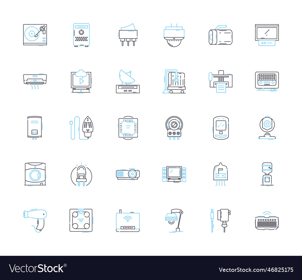 Wireless communication linear icons set bluetooth