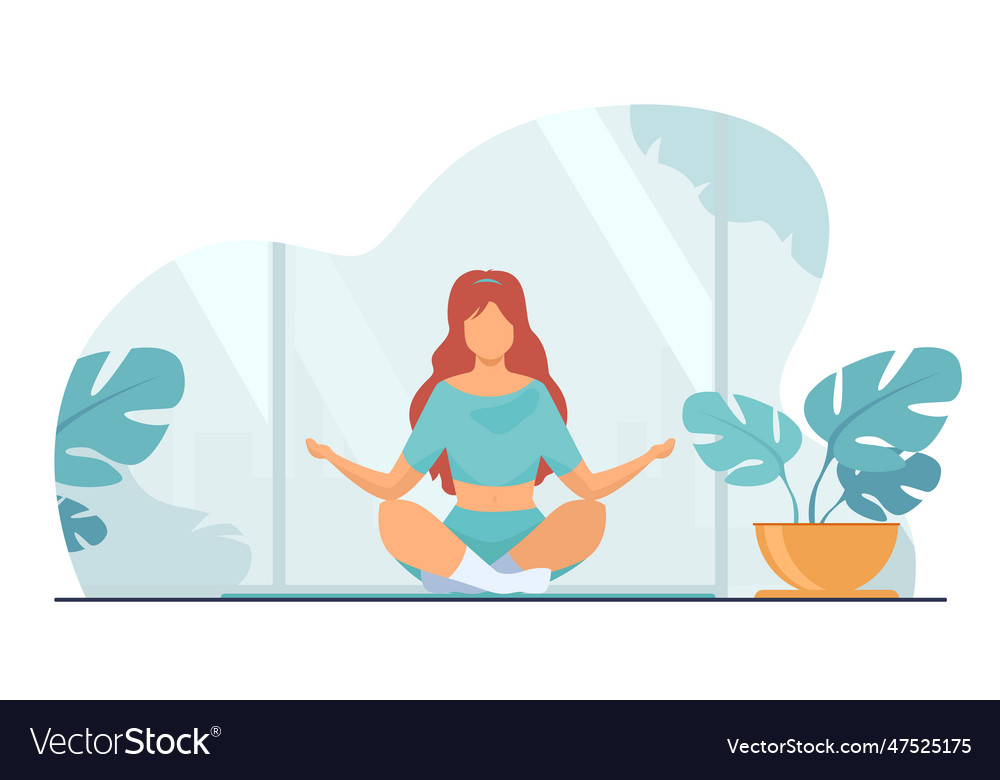 Woman in comfortable posture for meditation Vector Image