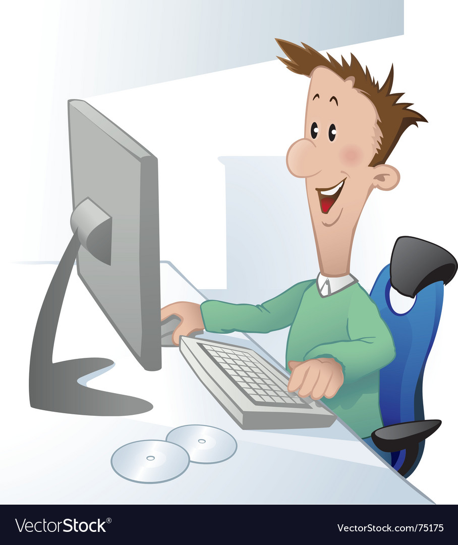 Young Man Using Computer