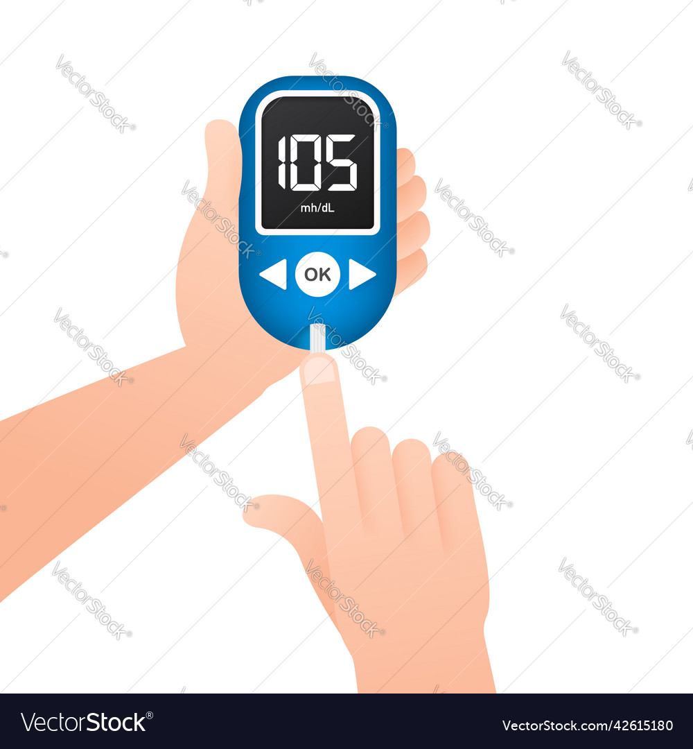 Blood glucose meter level test diabetes Royalty Free Vector