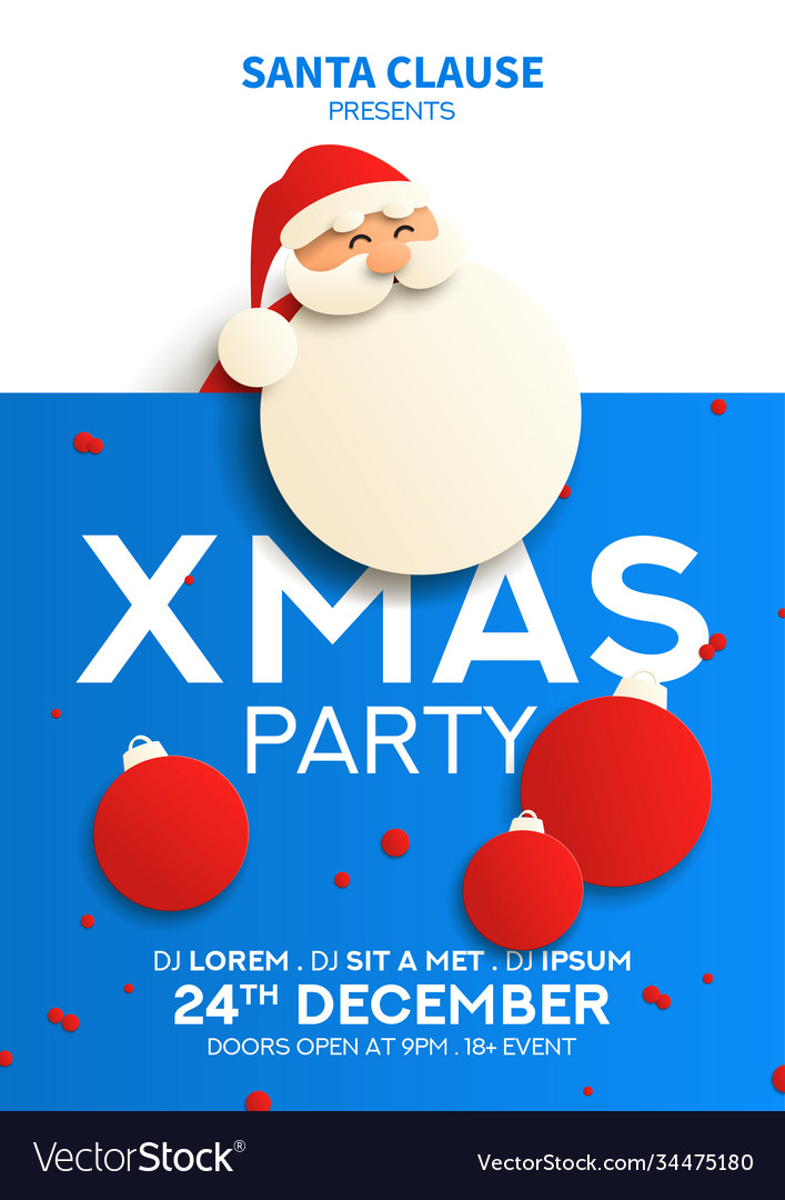 Christmas Party Poster Template Royalty Free Vector Image